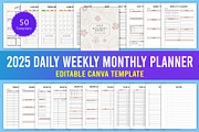 2025 Daily Weekly Monthly Planner, a Stationery Template by Designmela01 (Thumbnail 1 of 5)