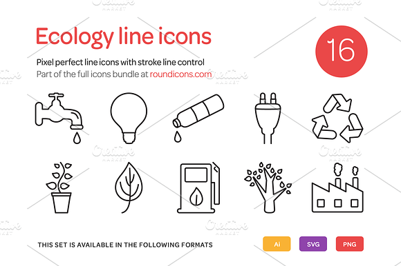 Ecology Line Icons Set preview 4