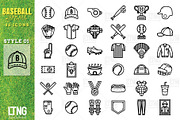Baseball icon set with 3 styles, an Outline Icon by LTNG STUDIO (Thumbnail 2 of 6)