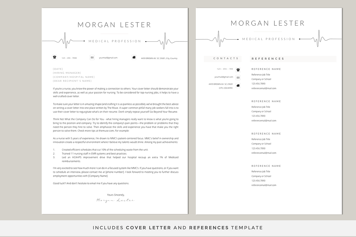 Professional Resume Template Nurse, a Resume Template by PAPPERMINT RESUME STUDIO (Photo 4 of 7)