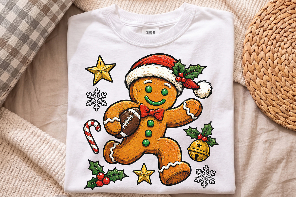 Gingerbread Football Christmas PNG, an Object Illustration by Libby Wishes (Photo 3 of 4)