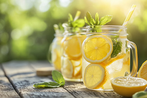 Cold homemade lemonade with lemon, a Food & Drink Photo by MistyDay