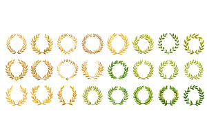 Laurel wreaths. Golden and green, an Illustration by Stock-Smart-Start