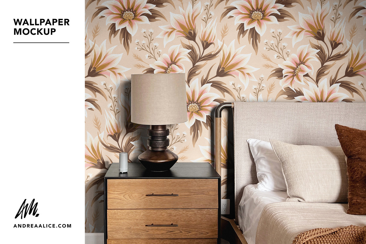 Wallpaper Mockup - Modern Bedside, a Household Mockup by Andrea Muller (Photo 5 of 6)