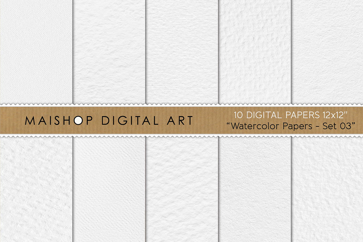 White Watercolor Paper Textures, a Texture Graphic by Maishop (Photo 1 of 3)