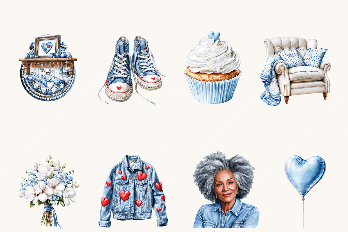 Black Mature Denim Love Clipart, a Person Illustration by BusyDaydesign (Photo 2 of 9)