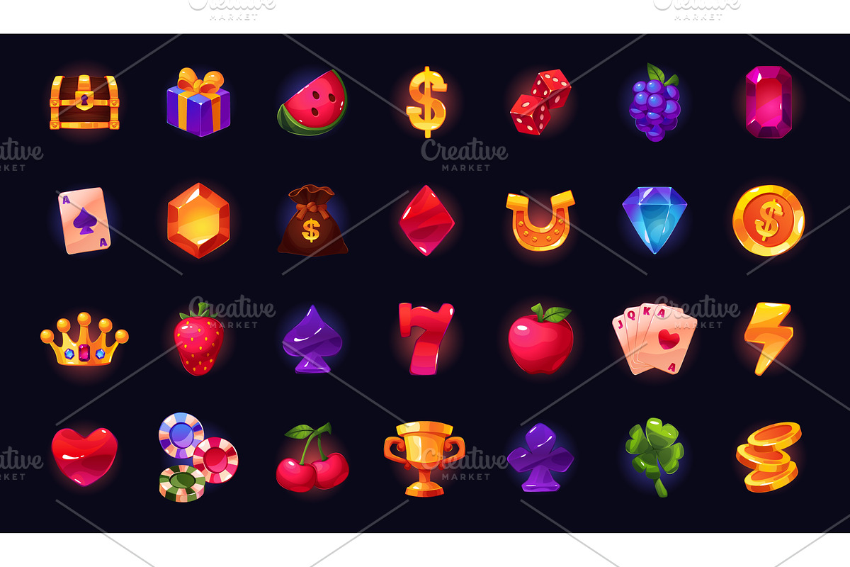 Cartoon casino icons. Gambling, an Object Illustration by YummyBuum