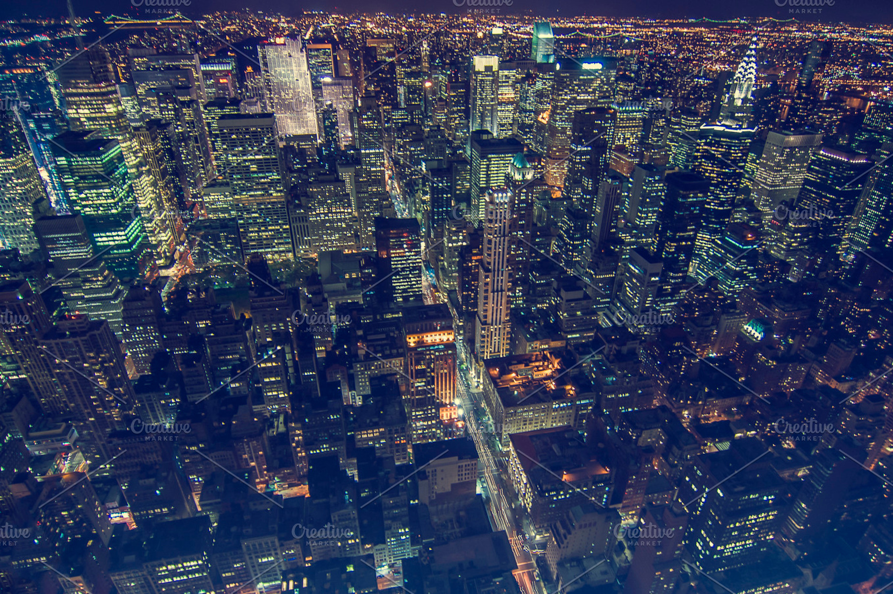 Manhattan At Night Stock Photo Containing Night And View