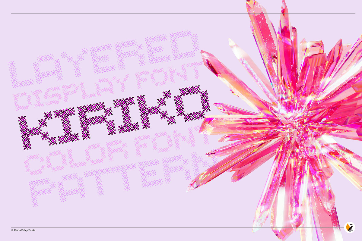 Kiriko – Layered Pattern Font, a Font by Kevin Foley Fonts (Photo 1 of 13)