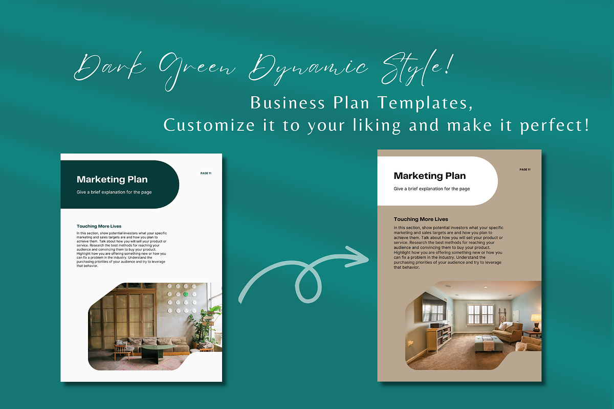 Dark Green Modern Business Plan, a Print Template by TheSimplySereneShop (Photo 6 of 9)