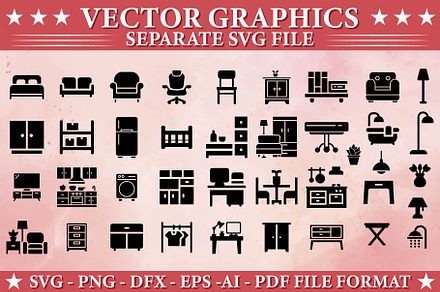 Home furniture Silhouettes SVG