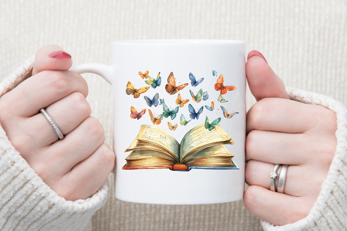 Books and Butterflies Watercolor Bun, an Illustration by Sublimation Artist (Photo 5 of 6)