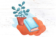 Vintage Books Watercolor Clipart, a Decorative Illustration by RabbitAndPencil (Thumbnail 8 of 12)