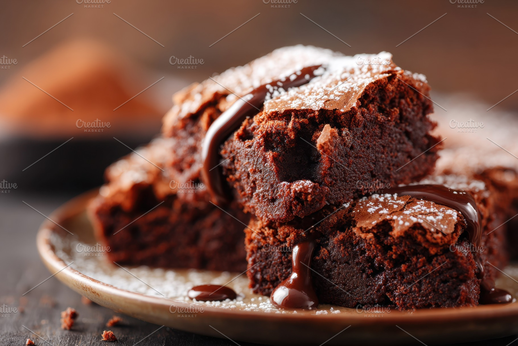 Chocolate brownie cake in plate, a Food & Drink Photo by AlyaAnd