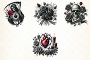 Love Gothic Valentine's Day Clipart, an Illustration by DreamCafeArt (Thumbnail 4 of 4)