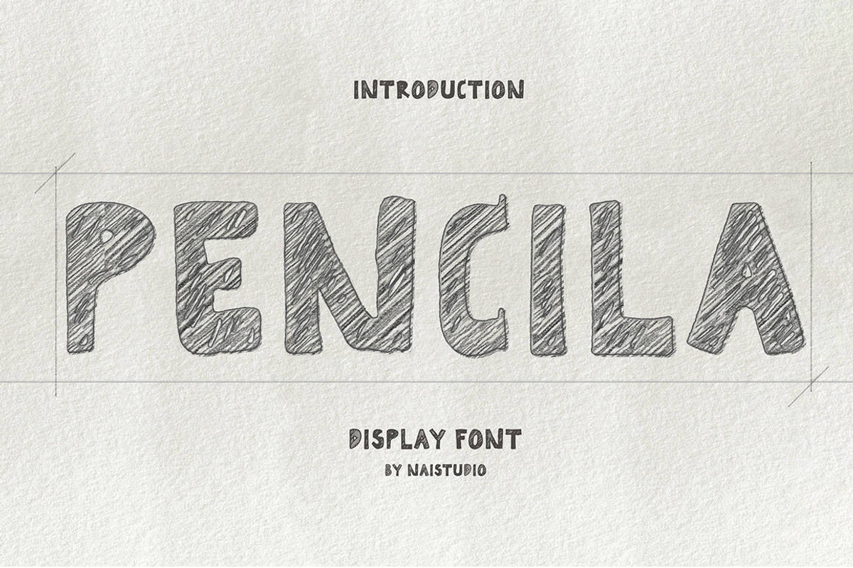 Pencila - Drawing Brush Font, a Font by Naistudio (Photo 1 of 7)