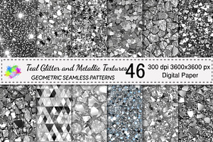 Teal Glitter and Metallic Textures, a Pattern Graphic by Canvas Craft