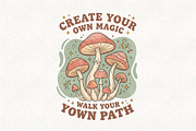 Boho Retro Mushroom PNG Sublimation, an Object Illustration by CraftArtStudio (Thumbnail 1 of 4)