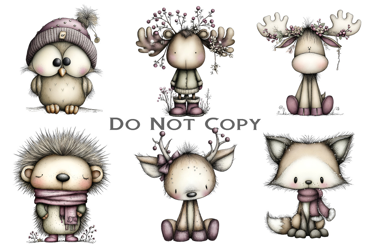 Whimsical Winter Animal Clipart, an Illustration by Craft Nest (Photo 7 of 8)