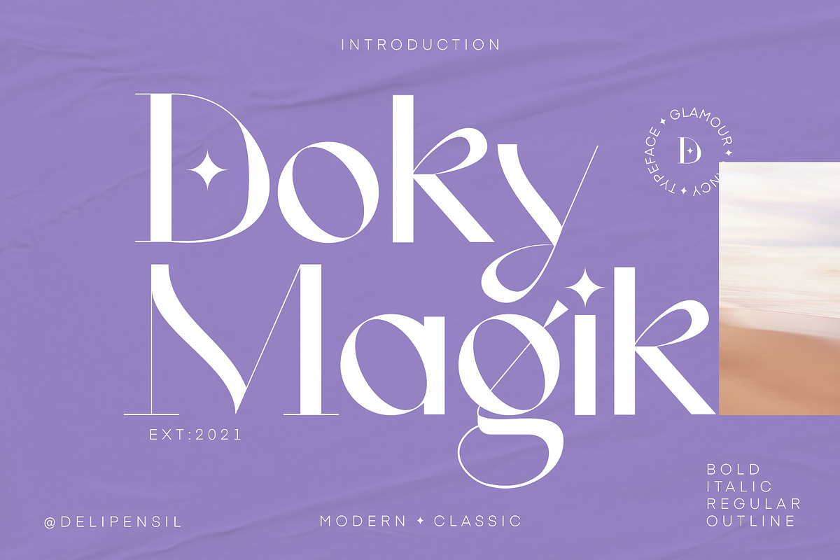 Doky Classic Modern Typeface, a Serif Font by delipensil (Photo 2 of 11)