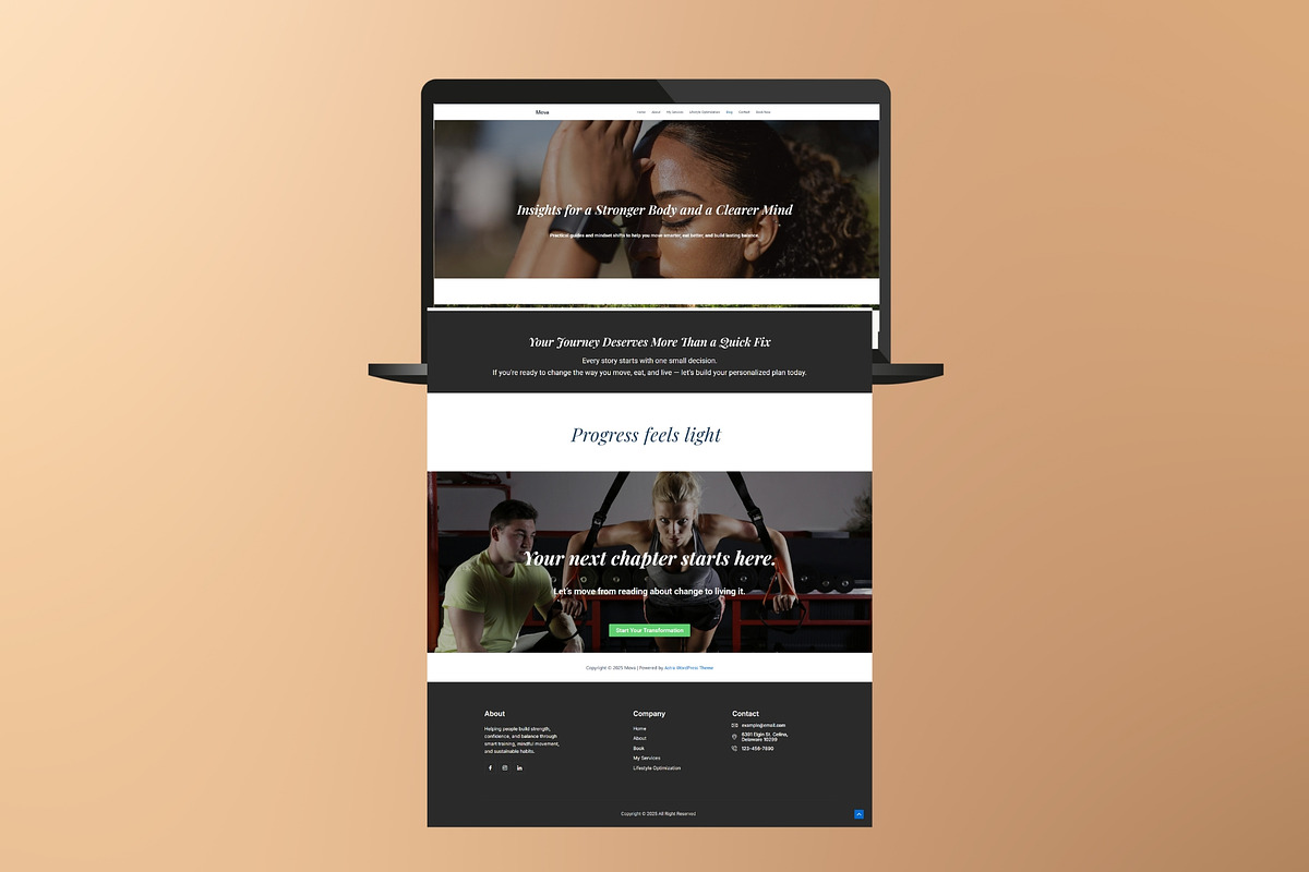Mova Personal Trainer WordPress Theme preview 4