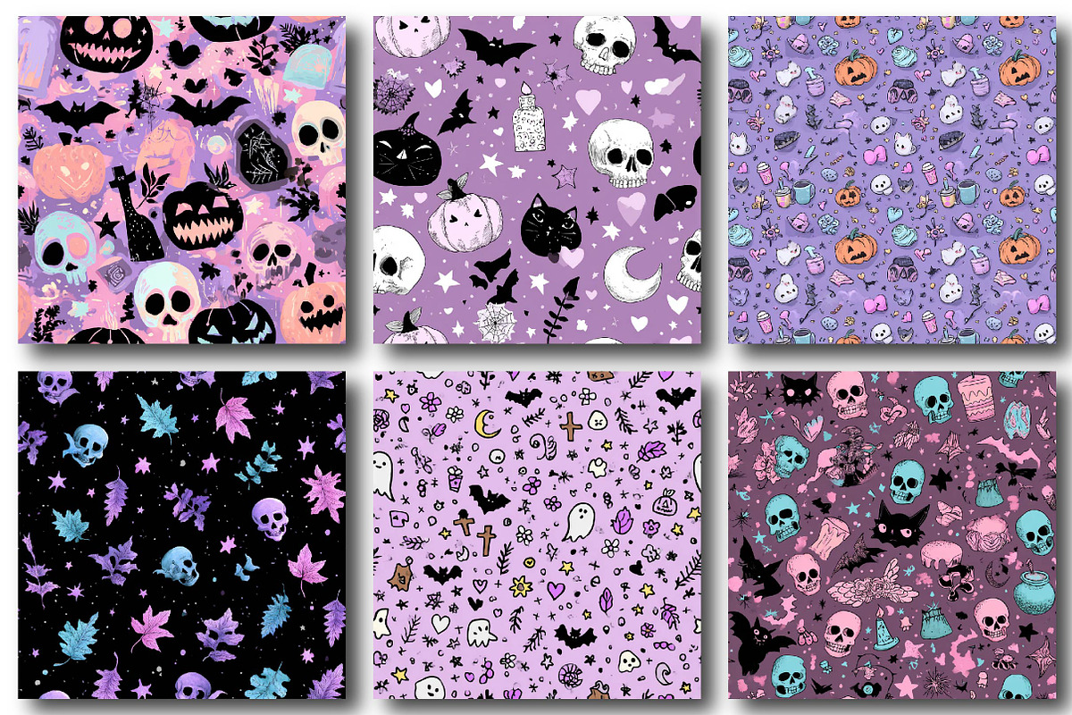 Pastel Witch Seamless Digital Paper, a Texture Illustration by DreamPrint404 (Photo 4 of 5)