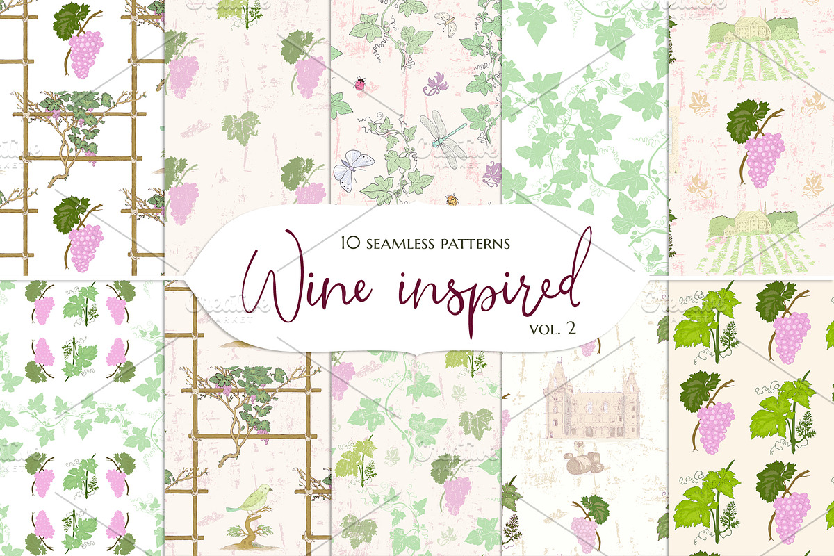 10 Grapevine seamless patterns, a Pattern Graphic by YvY (Photo 1 of 12)