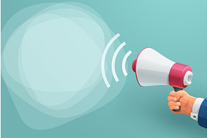 a red white speaker on blue back, an Object Illustration by IfH
