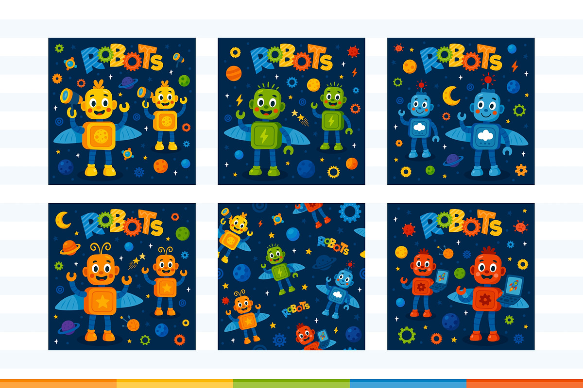 Robots and space. Vector pattern, a Pattern Graphic by LartGraphics (Photo 8 of 12)