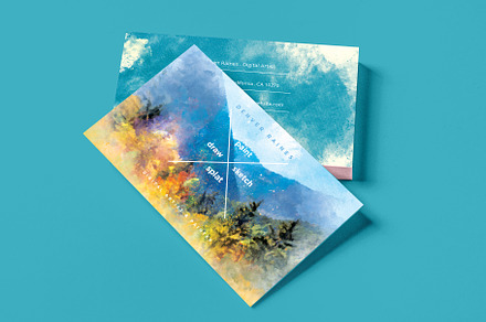 Realistic Watercolor Business Card, a Business Card Template by PremadePixels.com