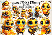 Sweet Bees Clipart, Cute Bee Clipart, an Illustration by Dream Creation (Thumbnail 1 of 7)