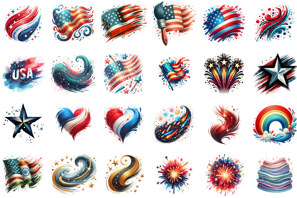 4th of July Brushstroke Sublimation, an Illustration by Sublimation Artist (Photo 2 of 6)