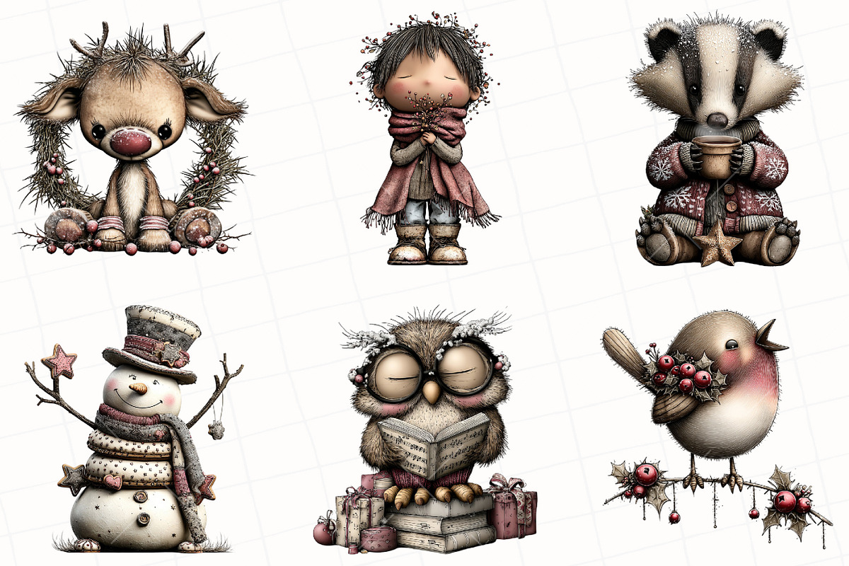 Whimsical Christmas Clipart, an Illustration by OK Design (Photo 3 of 6)