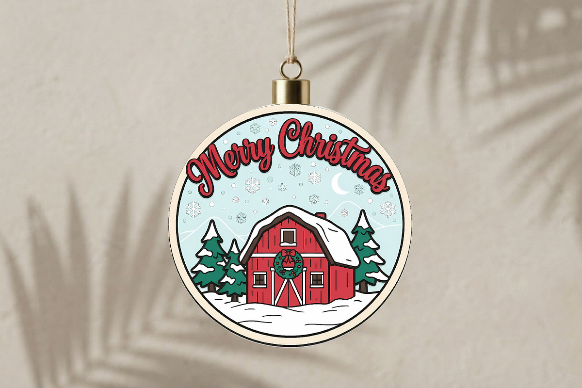 Merry Christmas Red Barn SVG, a Seasonal Illustration by CrexoraLab (Photo 3 of 3)