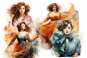 Watercolor Curvy Beauty Clipart