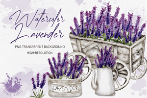 Watercolor Lavender Clipart