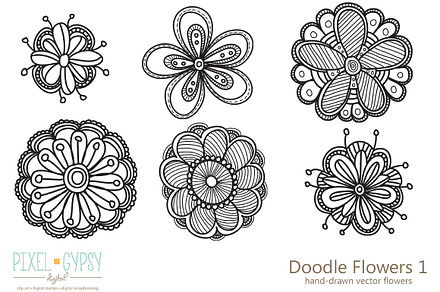 Doodle Flowers 1 Vector