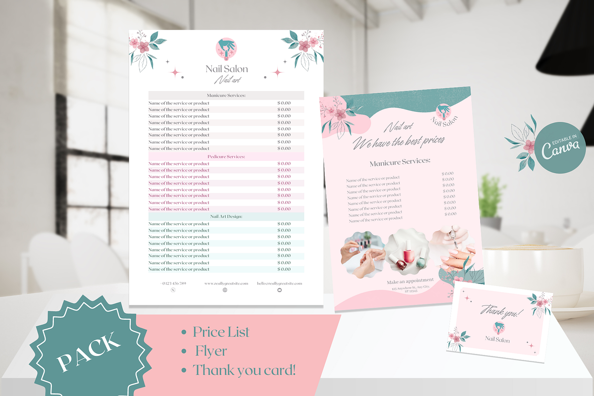 Nail Salon Promo Canva Templates, a Marketing Template by PaolaroiDesign (Photo 6 of 8)