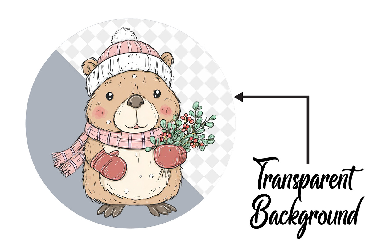 Christmas Capybara Clipart, an Illustration by Pixels.Craft (Photo 2 of 6)