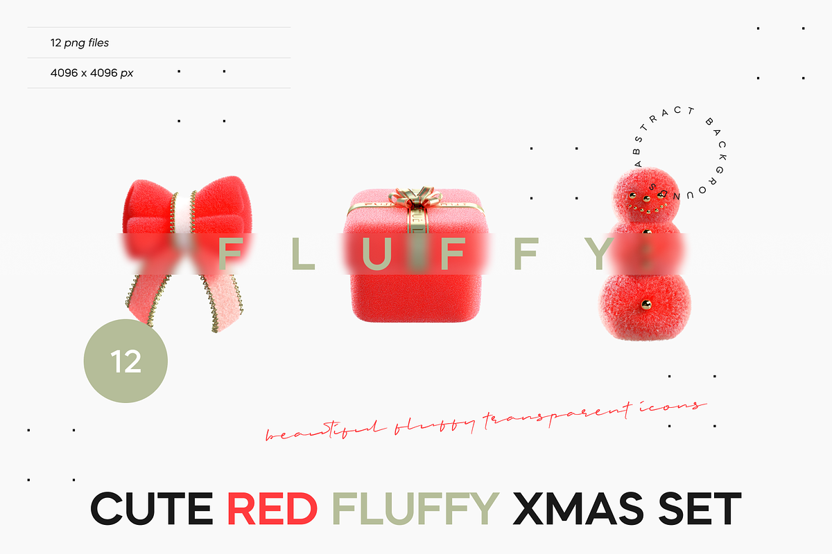 Cute Red Fluffy Xmas Set, a Solid Icon by Lumeno (Photo 1 of 6)
