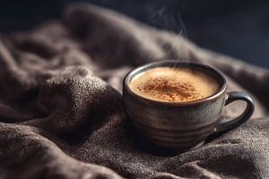 Coffee Cup on Cozy Blanket, a Food & Drink Photo by Ocean Digital Art