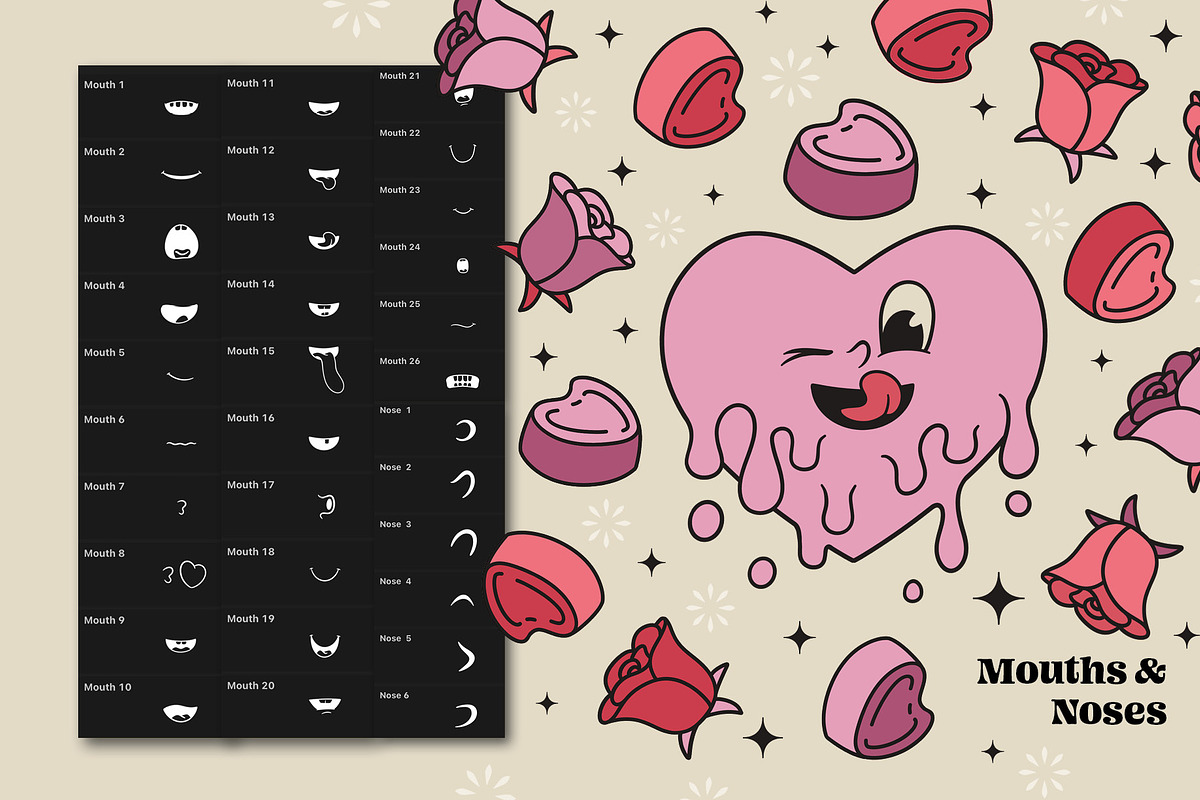 Retro Groovy Valentine for Procreate, a Brush Add-On by Pencil Twist (Photo 3 of 10)