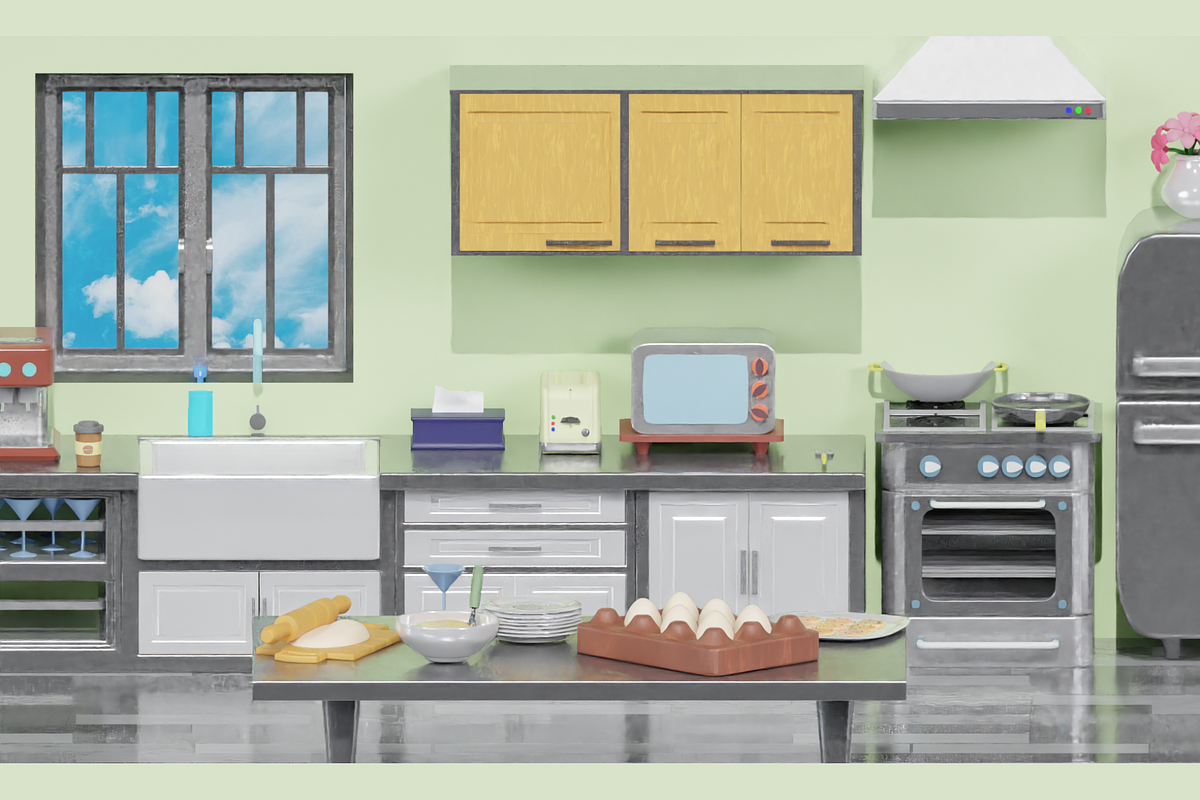 Modern Kitchen 3D Scene, a Scene 3D Model by Dudukbersama (Photo 1 of 2)