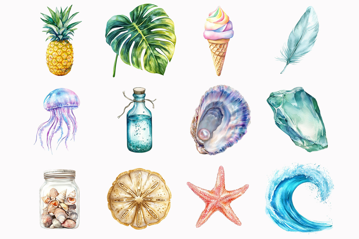 Watercolor Beach Clipart, an Illustration by Design Market (Photo 4 of 5)