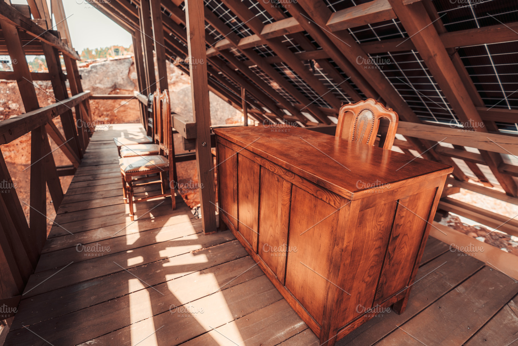 Wooden attic with solar roof, an Architecture Photo by SkyNext
