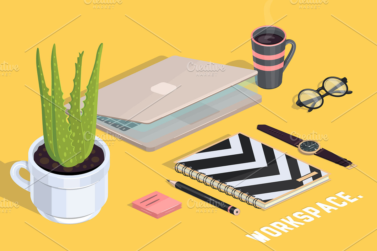 Workspace VECTOR isometric icons, a Finance Illustration by Natalka Dmitrova art (Photo 4 of 16)