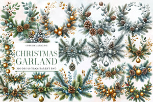 Christmas Garland Clipart Bundle, an Illustration by Designworld