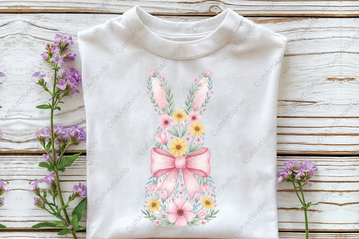 Floral Easter Bunny PNG, an Illustration by CraftArtStudio (Photo 2 of 4)