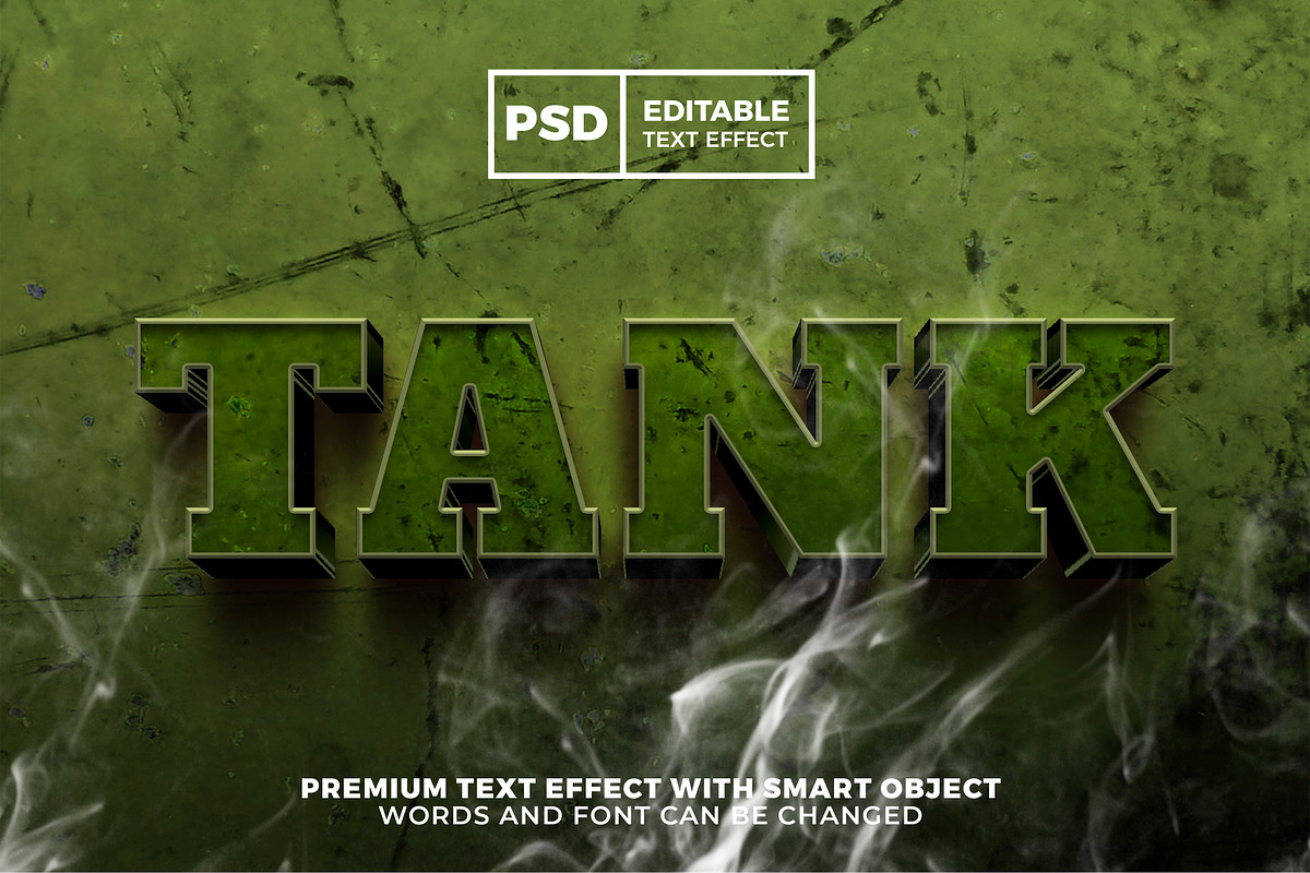 rusty metal tank 3d text effect, a Brushes & More by Agung Kreatif