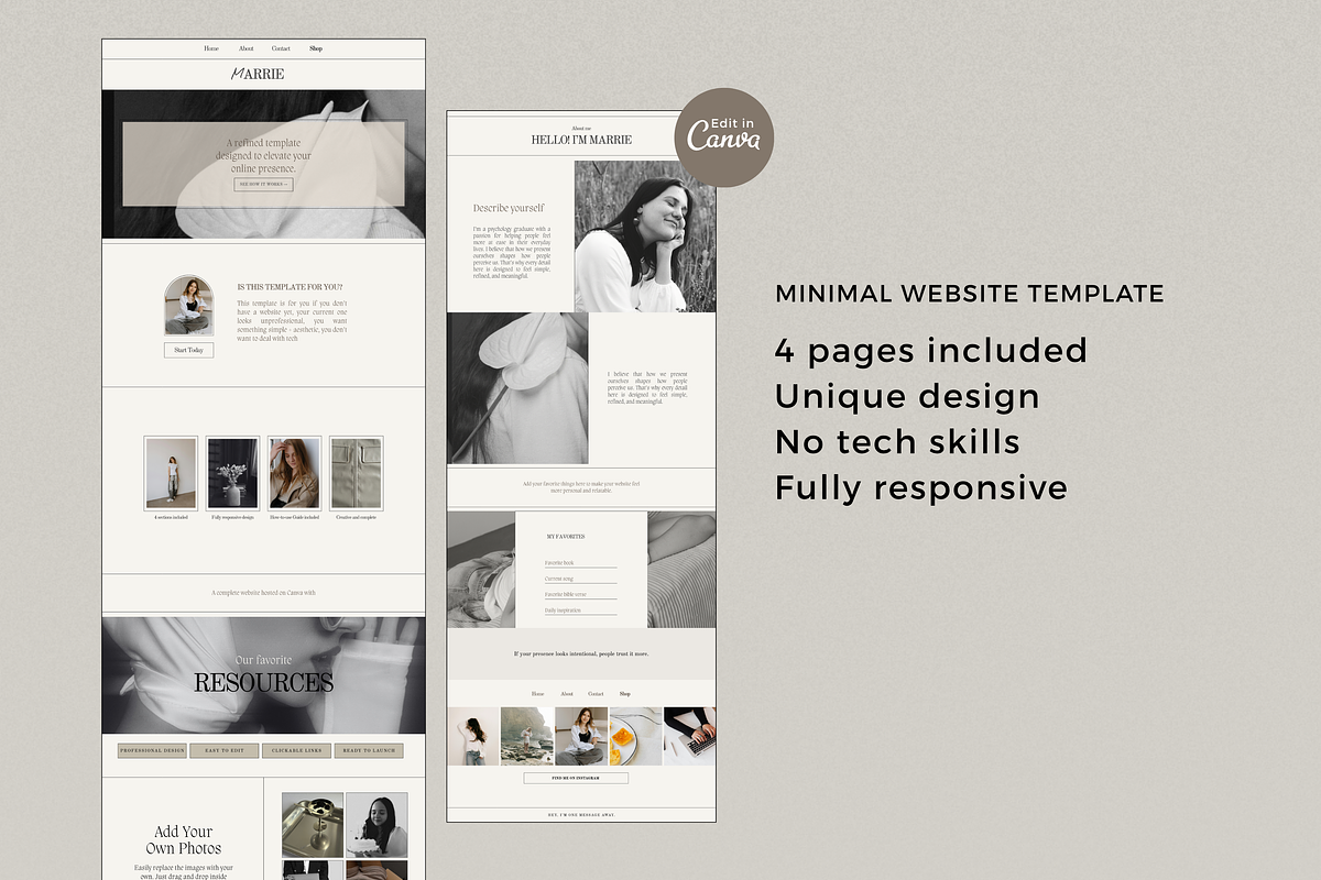 4Page Minimal Canva Website Template, a Landing Page Template by Marcia B Studio (Photo 3 of 7)